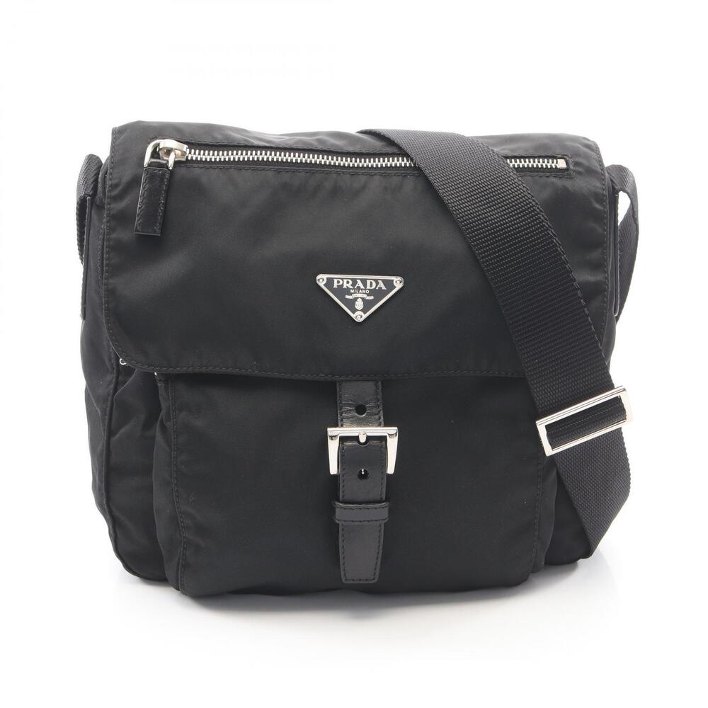 Prada Vela Sport Leather Shoulder Bag Black